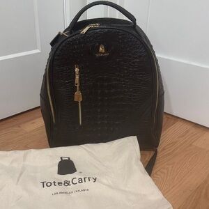 Black Crocodile-Embossed Women’s Backpack